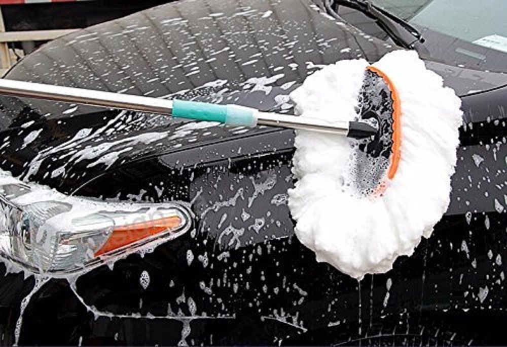 Car washing with soap and brush